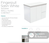 Fienza Sc90Zr 900Mm Crystal Pure Undermount Stone Top Fingerpull Wall Hung Vanity Unit Right Drawers