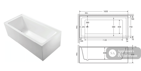 Fienza Sentor Acrylic Corner Bath 1650mm - Gloss White - Corner Baths
