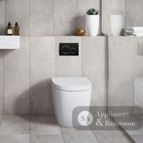 Fienza SIG20-MB Round Flush Buttons for Geberit Sigma 20 Matte Black with Chrome Trim - Toilet Cisterns & Buttons