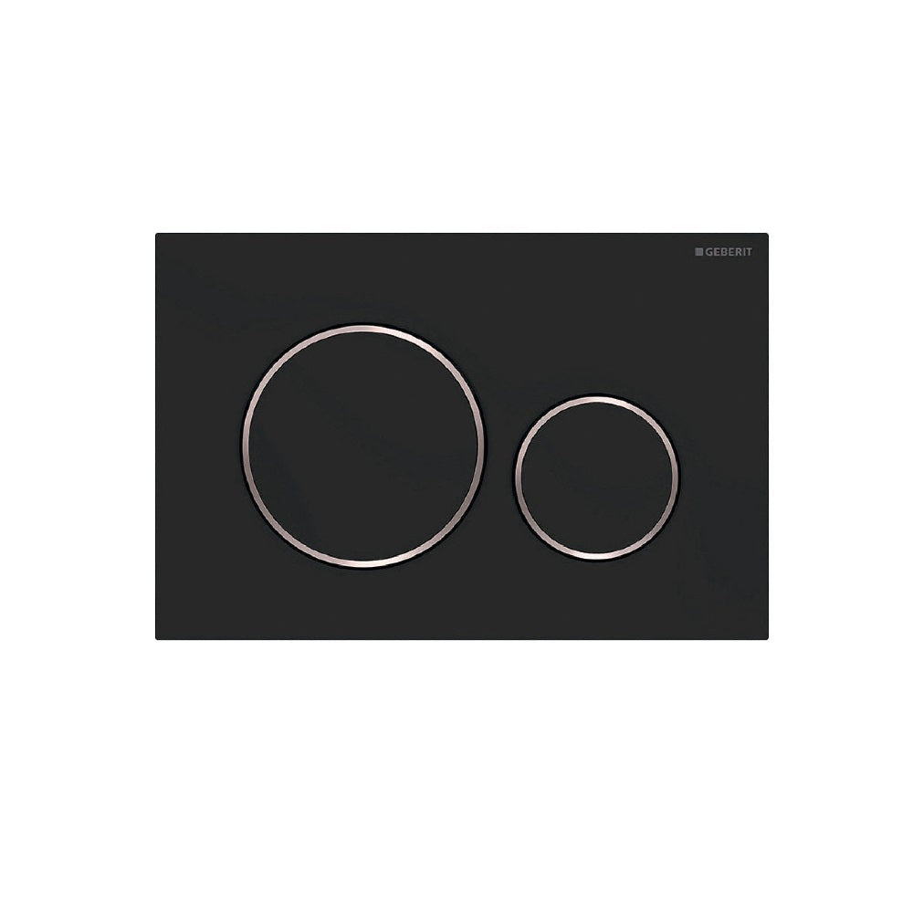Fienza SIG20-MB Round Flush Buttons for Geberit Sigma 20 Matte Black with Chrome Trim - Toilet Cisterns & Buttons