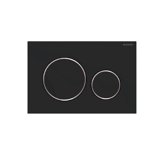 Fienza SIG20-MB Round Flush Buttons for Geberit Sigma 20 Matte Black with Chrome Trim - Toilet Cisterns & Buttons