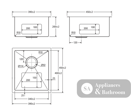 Fienza Single Bowl Kitchen Sink Kit - Stainless Steel 68400Kit Top Mounted Sinks