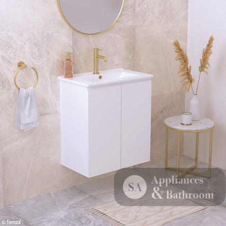 Fienza Siska 60Df Slim 600Mm White Wall Hung Vanity Unit Satin- Special Order Units