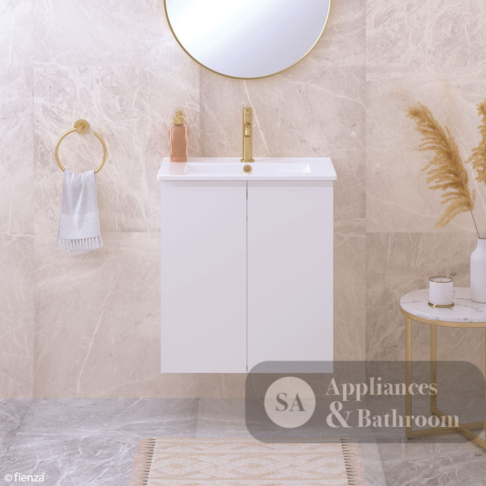 Fienza Siska 60Df Slim 600Mm White Wall Hung Vanity Unit Satin- Special Order Units