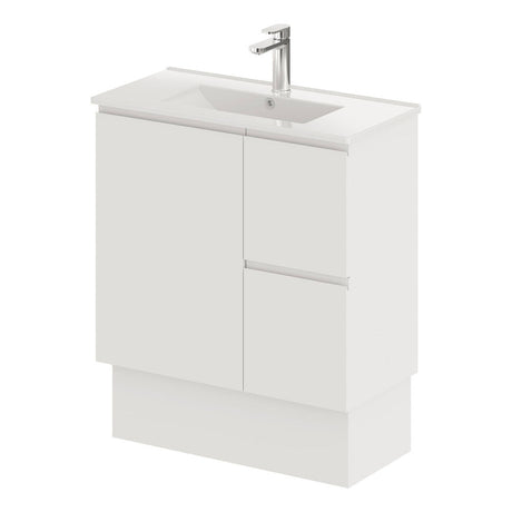 Fienza Siska 75Dfkr Slim 750Mm Satin White Vanity Unit With Kickboard Right Drawers - Special Order