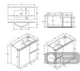 Fienza Siska 75Dfr Slim 750Mm Satin White Wall Hung Vanity Unit Right Drawers - Special Order Units