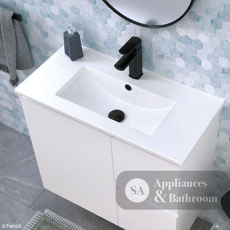 Fienza Siska 75Dfr Slim 750Mm Satin White Wall Hung Vanity Unit Right Drawers - Special Order Units