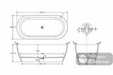 Fienza SS350-1700 Kaya Slim Wall Stone Bath 1700mm Matte White - Freestanding Bath