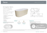 Fienza ST08-150 Empire Slim Solid Surface Acrylic Bath 1500mm Matte White Ext Gloss White Int - Freestanding Bath