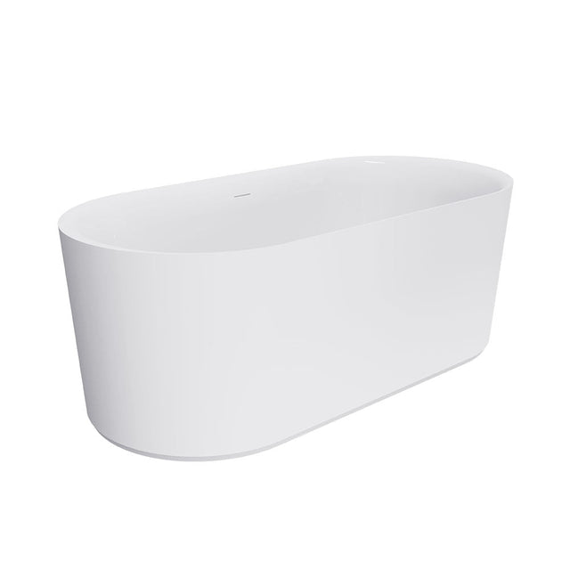 Fienza ST08-150 Empire Slim Solid Surface Acrylic Bath 1500mm Matte White Ext Gloss White Int - Freestanding Bath