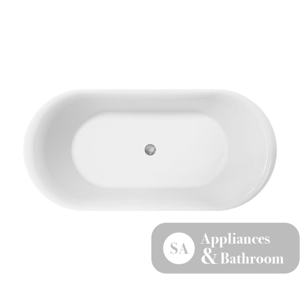 Fienza ST08-150 Empire Slim Solid Surface Acrylic Bath 1500mm Matte White Ext Gloss White Int - Freestanding Bath