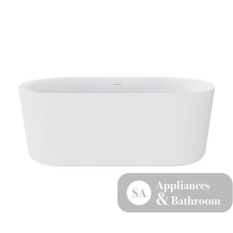Fienza ST08-150 Empire Slim Solid Surface Acrylic Bath 1500mm Matte White Ext Gloss White Int - Freestanding Bath