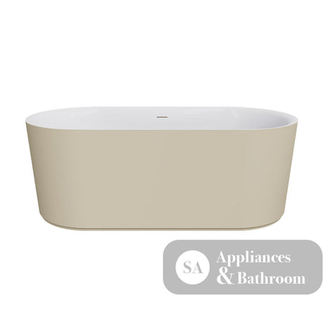 Fienza ST08-150K Empire Slim Solid Surface Acrylic Bath 1500mm Matte Khaki Ext Gloss White Int - Freestanding Bath