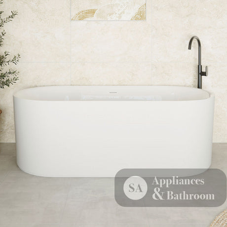 Fienza ST08-170 Empire Slim Solid Surface Acrylic Bath 1700mm Matte White Ext Gloss White Int - Freestanding Bath