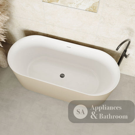 Fienza ST08-170K Empire Slim Solid Surface Acrylic Bath 1700mm Matte Khaki Ext Gloss White Int - Freestanding Bath