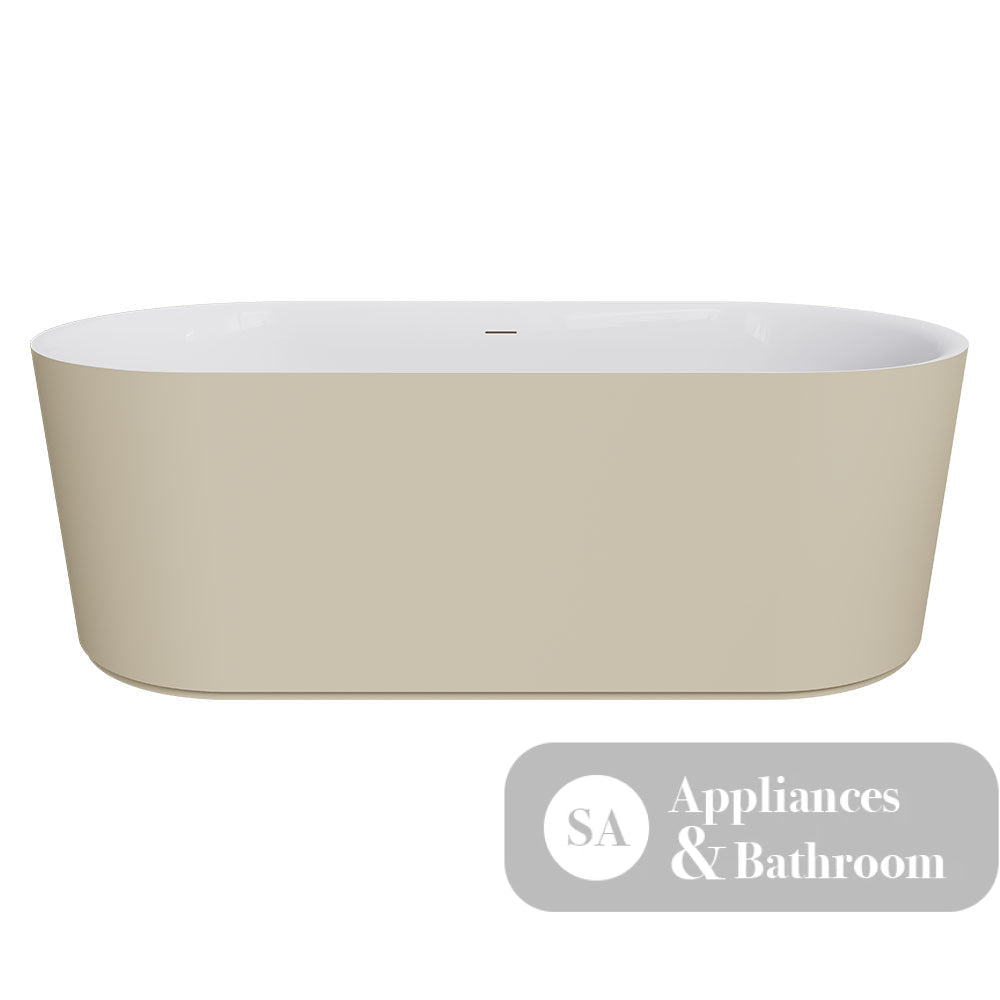 Fienza ST08-170K Empire Slim Solid Surface Acrylic Bath 1700mm Matte Khaki Ext Gloss White Int - Freestanding Bath