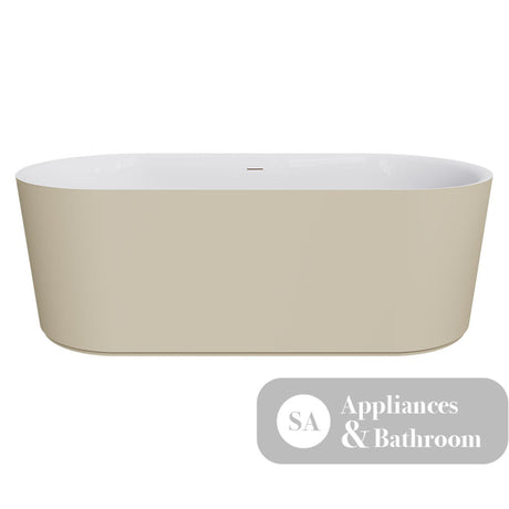 Fienza ST08-170K Empire Slim Solid Surface Acrylic Bath 1700mm Matte Khaki Ext Gloss White Int - Freestanding Bath