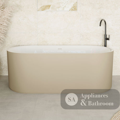 Fienza ST08-170K Empire Slim Solid Surface Acrylic Bath 1700mm Matte Khaki Ext Gloss White Int - Freestanding Bath