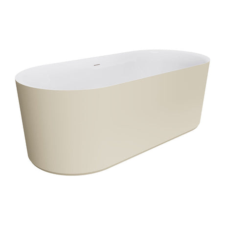 Fienza ST08-170K Empire Slim Solid Surface Acrylic Bath 1700mm Matte Khaki Ext Gloss White Int - Freestanding Bath