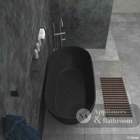 Fienza ST11-1700B Luciana Freestanding Stone Bath 1690mm Matte Black - Freestanding Bath