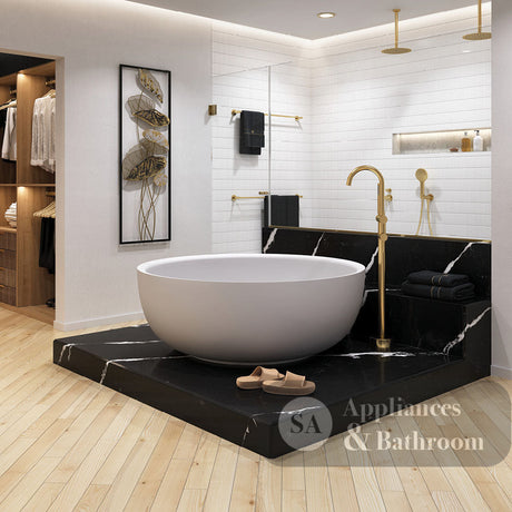 Fienza ST13 Shinto Cast Stone Solid Surface Bath 1350mm Matte White - Freestanding Bath