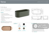 Fienza ST20-1700F Minka Solid Surface Bath 1700mm Forest - Freestanding Bath