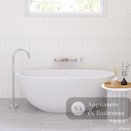Fienza ST28-1550 Sasso Freestanding Stone Bath 1500mm Matte White - Freestanding Bath