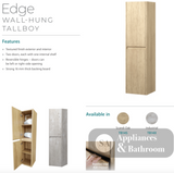 Fienza TB14S Edge Scandi Oak Wall-Hung Tallboy - Bathroom Storage