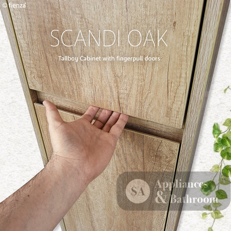 Fienza TB14S Edge Scandi Oak Wall-Hung Tallboy - Bathroom Storage