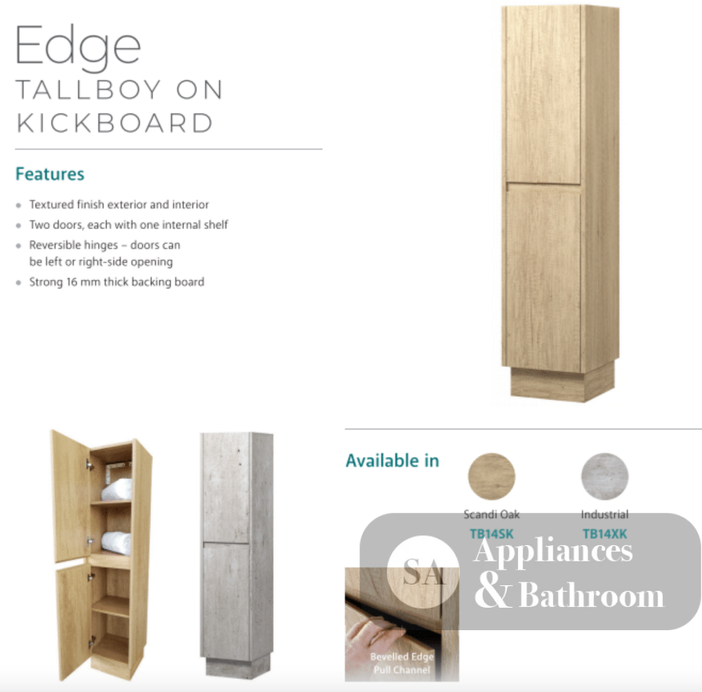 Fienza TB14SK Edge Scandi Oak Tallboy On Kickboard - Bathroom Storage