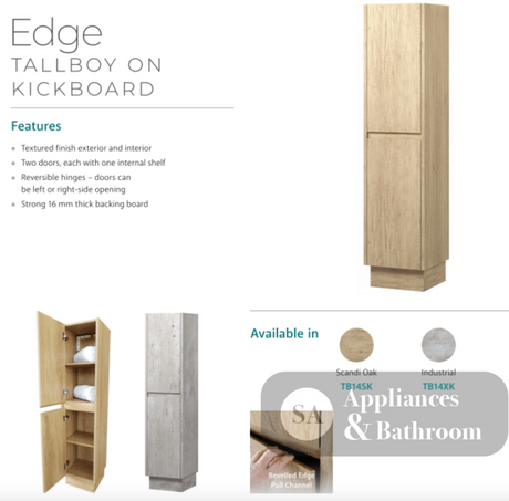 Fienza TB14SK Edge Scandi Oak Tallboy On Kickboard - Bathroom Storage