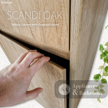 Fienza TB14SK Edge Scandi Oak Tallboy On Kickboard - Bathroom Storage