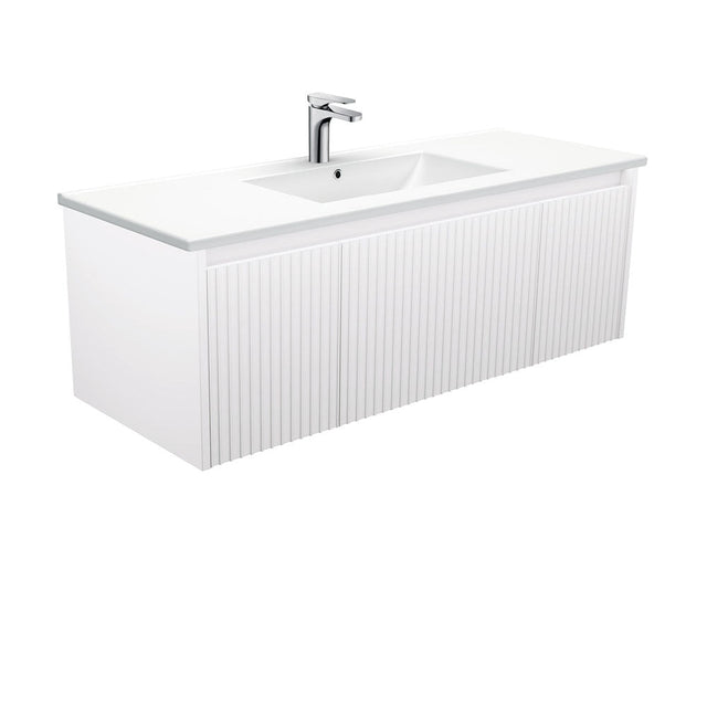 Fienza TCL120RW 1200 Dolce Alina Satin White Wall-Hung Vanity - Vanity Units