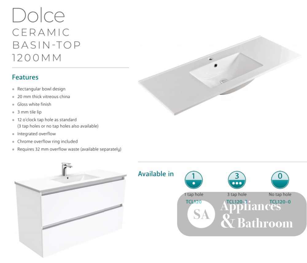 Fienza Tcl120S 1200Mm Dolce Edge Scandi Oak Wall Hung Vanity - Special Order Units