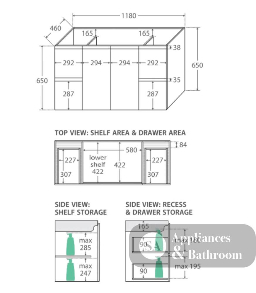 Fienza Tcl120S 1200Mm Dolce Edge Scandi Oak Wall Hung Vanity - Special Order Units