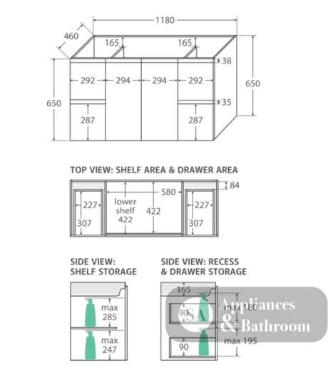 Fienza Tcl120S 1200Mm Dolce Edge Scandi Oak Wall Hung Vanity - Special Order Units