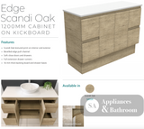 Fienza Tcl120Sk 1200Mm Dolce Edge Scandi Oak Vanity On Kickboard - Special Order Units