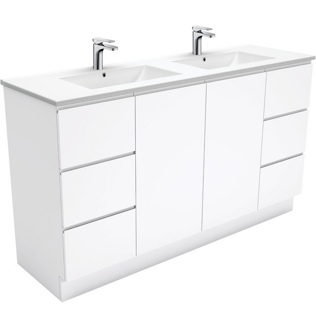 Fienza TCL150CD Dolce Fingerpull 1500mm Vanity Kickboard (Double Bowl) White - Vanities