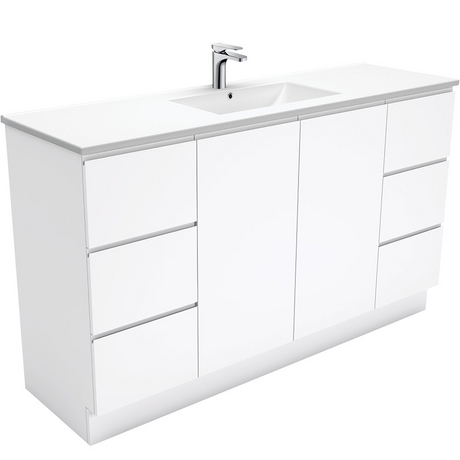 Fienza TCL150CS Dolce Fingerpull 1500mm Vanity Kickboard (Single Bowl) White - Vanities