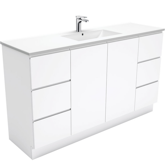 Fienza TCL150CS Dolce Fingerpull 1500mm Vanity Kickboard (Single Bowl) White - Vanities