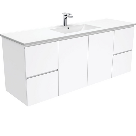Fienza TCL150FS Dolce Fingerpull 1500mm Vanity wall hung (Single Bowl) White - Vanities