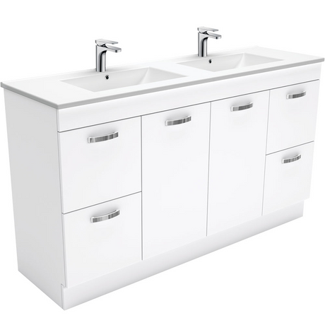 Fienza TCL150NKWD Dolce Ceramic 1500mm Vanity Kickboard with handles (Double bowl) White - Vanities