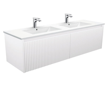 Fienza TCL150RWD 1500 Dolce Alina Satin White Double Bowl Wall-Hung Vanity - Vanity Units
