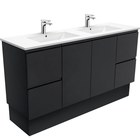 Fienza TCL150ZBKD Dolce Black 1500mm Vanity Kickboard (Double Bowl) Black - Vanity Units Freestanding