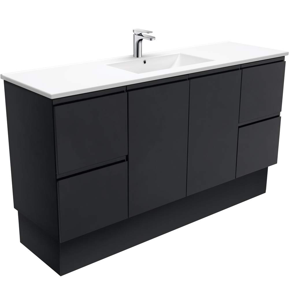 Fienza TCL150ZBKS Dolce Black 1500mm Vanity Kickboard (Single Bowl) Black - Vanity Units Freestanding