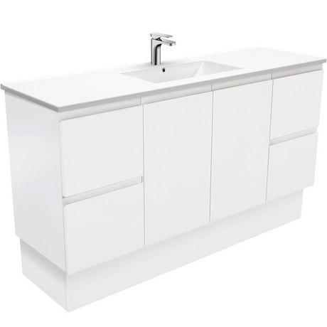 Fienza TCL150ZKS Dolce Fingerpull Satin 1500mm Vanity Kickboard (Single Bowl) Satin White - Vanities