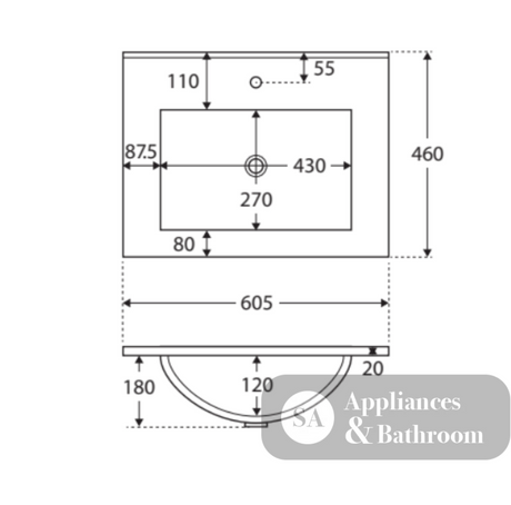 Fienza Tcl60Nkw Dolce 600Mm White Vanity With Kicker - Special Order Units