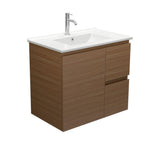 Fienza TCL75WAR Dolce Edge Walnut 750 Wall Hung Vanity Right Drawers