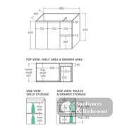 Fienza Tcl90Zbl Dolce 900Mm Fingerpull Satin Black Wall Hung Vanity Left Draws - Special Order Units