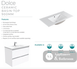 Fienza Tcl90Zbl Dolce 900Mm Fingerpull Satin Black Wall Hung Vanity Left Draws - Special Order Units